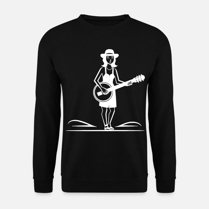 Banjo Spielerin Skizze - Unisex Pullover - Schwarz
