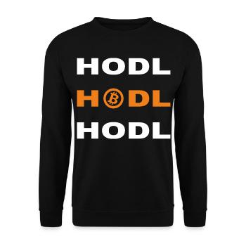 Bitcoin - Hodl Hodl Hodl - Unisex Pullover - Schwarz - Vorne - Alina (178cm) & Michal (187cm)