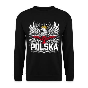 Poland Polska Eagle Flag Flag Epic Gift - Unisex Sweatshirt - black - Front - Alina (178cm) & Michal (187cm)