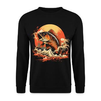 Fischerei Illustration - Unisex Pullover - Schwarz - Vorne - Alina (178cm) & Michal (187cm)