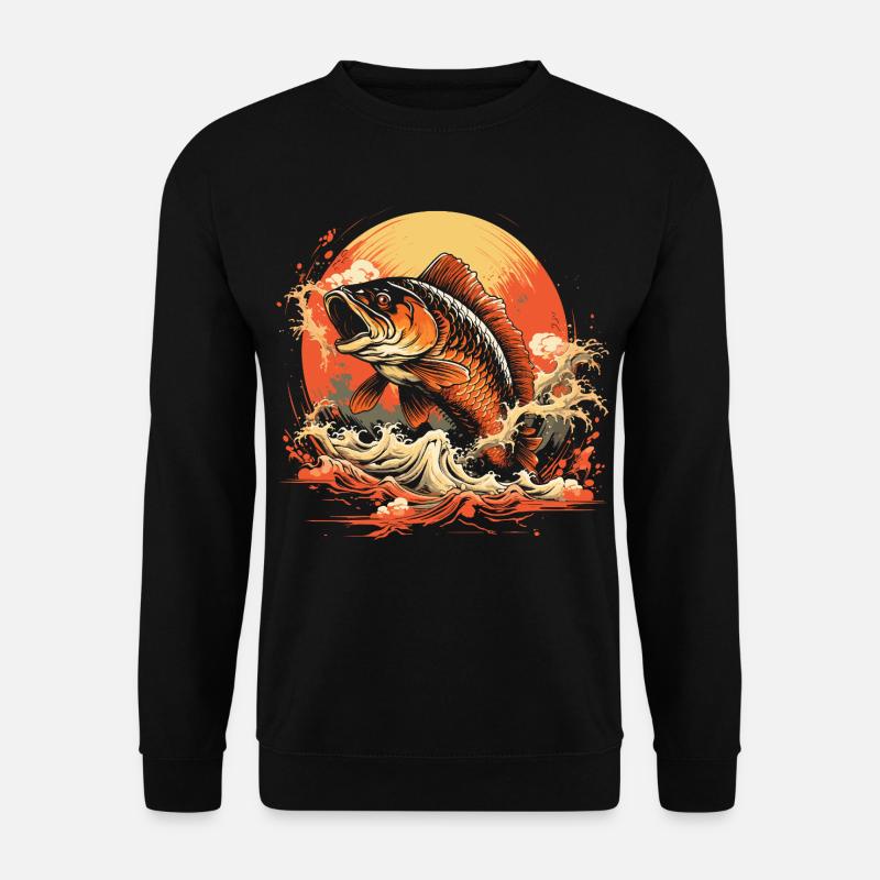 Fischerei Illustration - Unisex Pullover - Schwarz