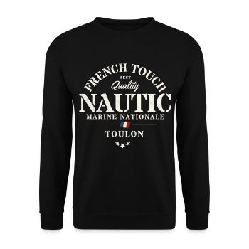 Authentisches maritimes Design von Toulon - Unisex Pullover - Schwarz - Vorne - Alina (178cm) & Michal (187cm)