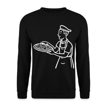 Dessin de boulanger à pizza - Sweat-shirt Unisexe - noir - Devant - Alina (178cm) & Michal (187cm)