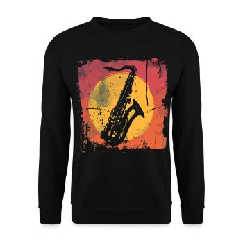 Saxophone Vaporwave - Sweat-shirt Unisexe - noir - Devant - Alina (178cm) & Michal (187cm)