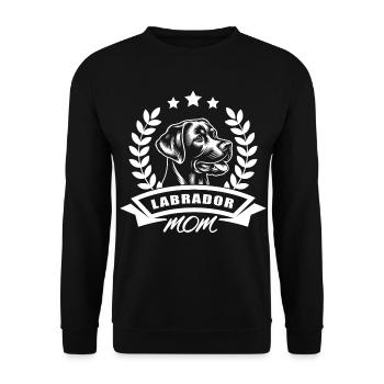"Labrador Mom" mit Banner und Ährenkranz - Unisex Pullover - Schwarz - Vorne - Alina (178cm) & Michal (187cm)