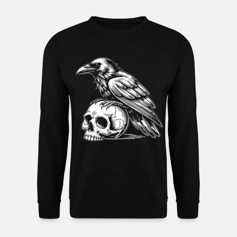 Raven on skull - Unisex Sweatshirt - black