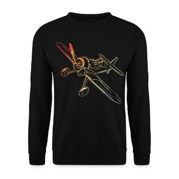 Avions à hélice vintage dessin au trait - Sweat-shirt Unisexe - noir - Devant - Alina (178cm) & Michal (187cm)