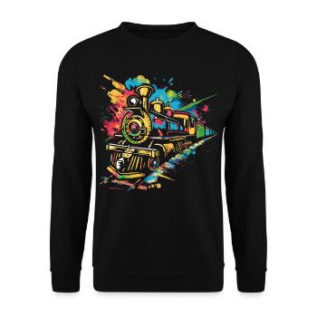 Lokomotive Graffiti - Unisex Pullover - Schwarz - Vorne - Alina (178cm) & Michal (187cm)