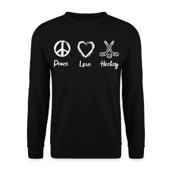 Peace Love Hockey - Unisex Sweatshirt - black - Front - Alina (178cm) & Michal (187cm)
