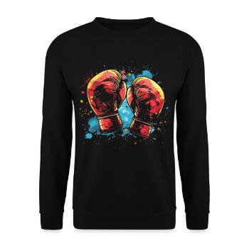 Boxhandschuhe Streetart - Unisex Pullover - Schwarz - Vorne - Alina (178cm) & Michal (187cm)