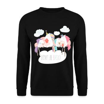 Unicorn don't be basic statement - Unisex Sweatshirt - black - Front - Alina (178cm) & Michal (187cm)
