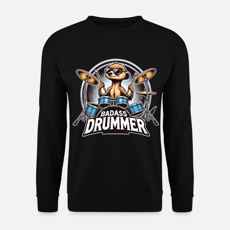 Knallharter Schlagzeuger Erdmännchen cool Geschenk - Unisex Pullover - Schwarz