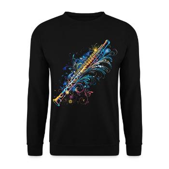Flöten Comic - Unisex Pullover - Schwarz - Vorne - Alina (178cm) & Michal (187cm)