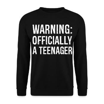 warning officially a teenager - Unisex Pullover - Schwarz - Vorne - Alina (178cm) & Michal (187cm)