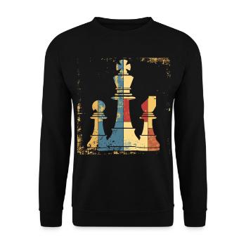 Chess Queen and King Graphic - Unisex Sweatshirt - black - Front - Alina (178cm) & Michal (187cm)