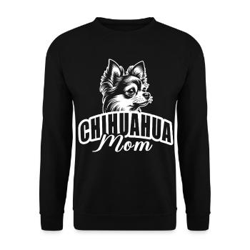 « Chihuahua Mom » avec tête de chien - Sweat-shirt Unisexe - noir - Devant - Alina (178cm) & Michal (187cm)