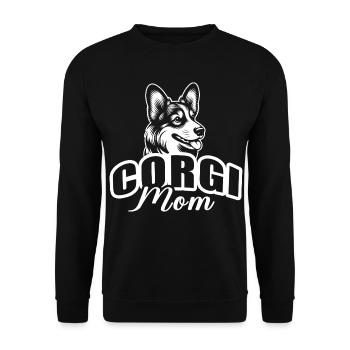 « Maman corgi » avec tête de chien - Sweat-shirt Unisexe - noir - Devant - Alina (178cm) & Michal (187cm)
