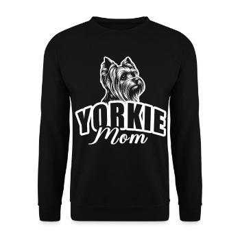 « Yorkie Mom » avec tête de chien - Sweat-shirt Unisexe - noir - Devant - Alina (178cm) & Michal (187cm)