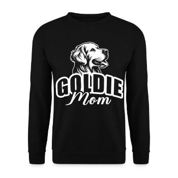 "Goldie Mom" mit Hundekopf - Unisex Pullover - Schwarz - Vorne - Alina (178cm) & Michal (187cm)