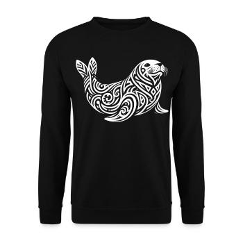 Phoque Tribal - Sweat-shirt Unisexe - noir - Devant - Alina (178cm) & Michal (187cm)