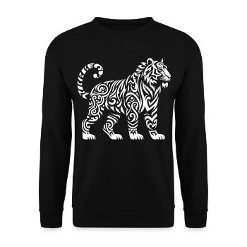 Tigre de Sumatra tribal - Sweat-shirt Unisexe - noir - Devant - Alina (178cm) & Michal (187cm)