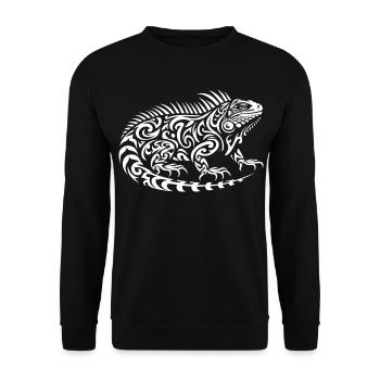 Iguane tribal - Sweat-shirt Unisexe - noir - Devant - Alina (178cm) & Michal (187cm)