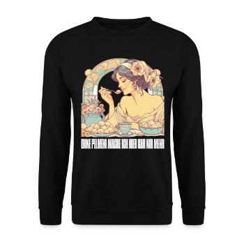 Ohne Pelmeni nix schöne Frau Art Nouveau Geschenk - Unisex Pullover - Schwarz - Vorne - Alina (178cm) & Michal (187cm)