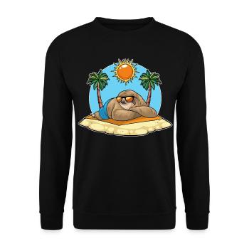 Sloth Beach Palm Trees Summer - Unisex Sweatshirt - black - Front - Alina (178cm) & Michal (187cm)