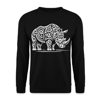 Rhinocéros tribal - Sweat-shirt Unisexe - noir - Devant - Alina (178cm) & Michal (187cm)