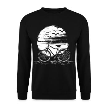 Radfahren Zeichnung - Unisex Pullover - Schwarz - Vorne - Alina (178cm) & Michal (187cm)
