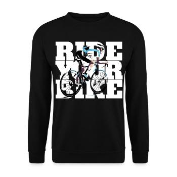 Ride your bike - für alle die das Rad lieben - Unisex Pullover - Schwarz - Vorne - Alina (178cm) & Michal (187cm)