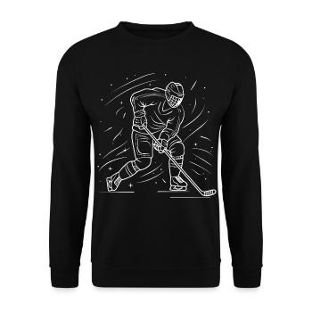 Eishockey Liebhaber Zeichnung - Unisex Pullover - Schwarz - Vorne - Alina (178cm) & Michal (187cm)