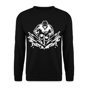 Eishockeyspieler Zeichnung - Unisex Pullover - Schwarz - Vorne - Alina (178cm) & Michal (187cm)