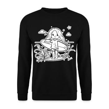 Surfer Girl Cartoon - Unisex Sweatshirt - black - Front - Alina (178cm) & Michal (187cm)