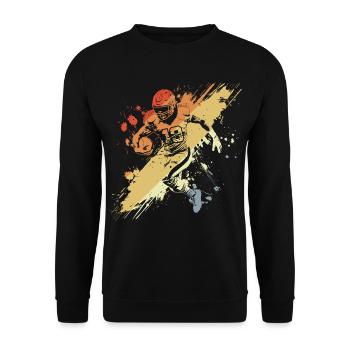 Vintage Footballspieler - Unisex Pullover - Schwarz - Vorne - Alina (178cm) & Michal (187cm)