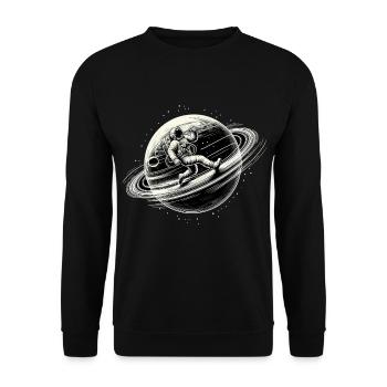 Astronaut Planet große Ziele Orbit Joggen Geschenk - Unisex Pullover - Schwarz - Vorne - Alina (178cm) & Michal (187cm)