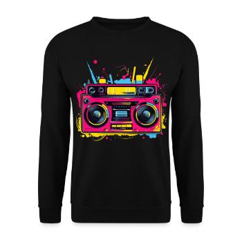Hip Hop Musik 80er Jahre - Unisex Pullover - Schwarz - Vorne - Alina (178cm) & Michal (187cm)