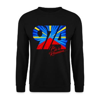 974 Ile de la Réunion Signature Maveli - Sweat-shirt Unisexe - noir - Devant - Alina (178cm) & Michal (187cm)