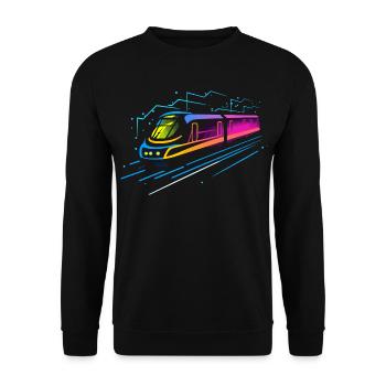 Train Cartoon Look - Unisex Sweatshirt - black - Front - Alina (178cm) & Michal (187cm)