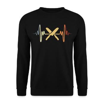Kochmesser Herzklopfen - Unisex Pullover - Schwarz - Vorne - Alina (178cm) & Michal (187cm)
