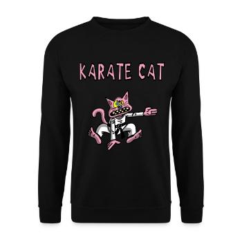 Karate and pink cat - Unisex Sweatshirt - black - Front - Alina (178cm) & Michal (187cm)