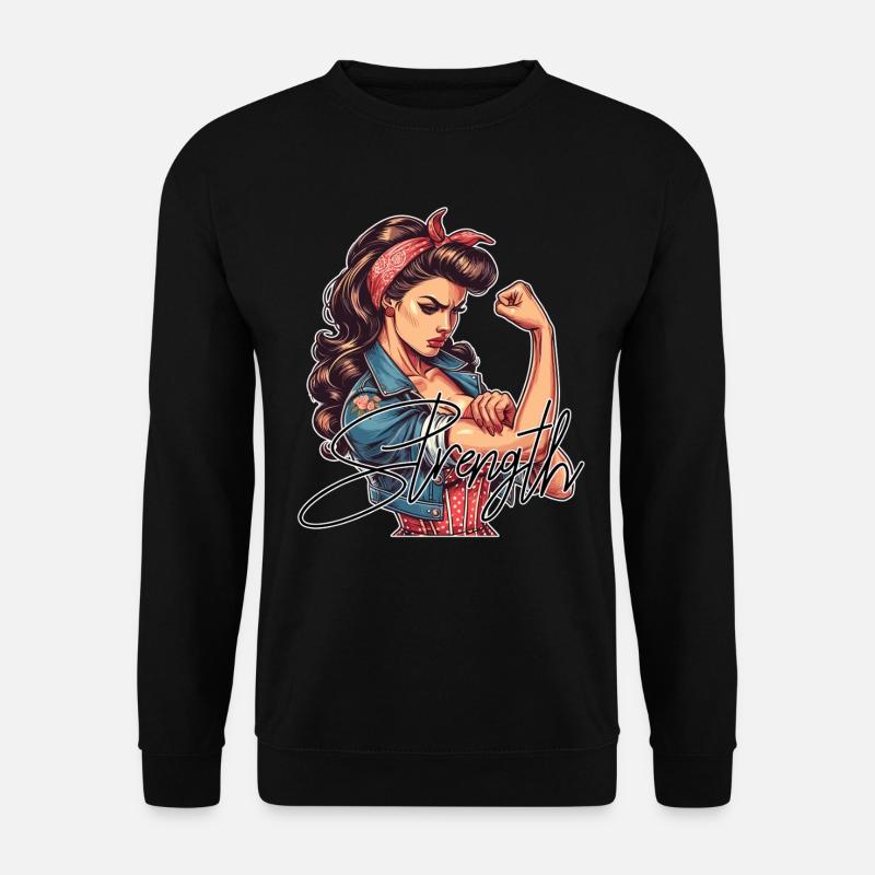 Stärke starke Frau Rockabilly Geschenk - Unisex Pullover - Schwarz