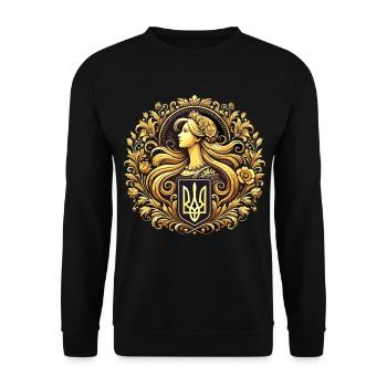 Armoiries de l’Ukraine Femme Cadeau d’or ukrainien - Sweat-shirt Unisexe - noir - Devant - Alina (178cm) & Michal (187cm)