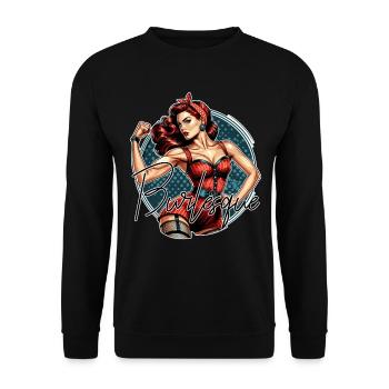 Strong Woman Burlesque Garter Suspender Lingerie Gift - Unisex Sweatshirt - black - Front - Alina (178cm) & Michal (187cm)