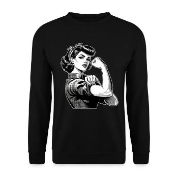 Femme forte confiante Rockabilly cadeau - Sweat-shirt Unisexe - noir - Devant - Alina (178cm) & Michal (187cm)