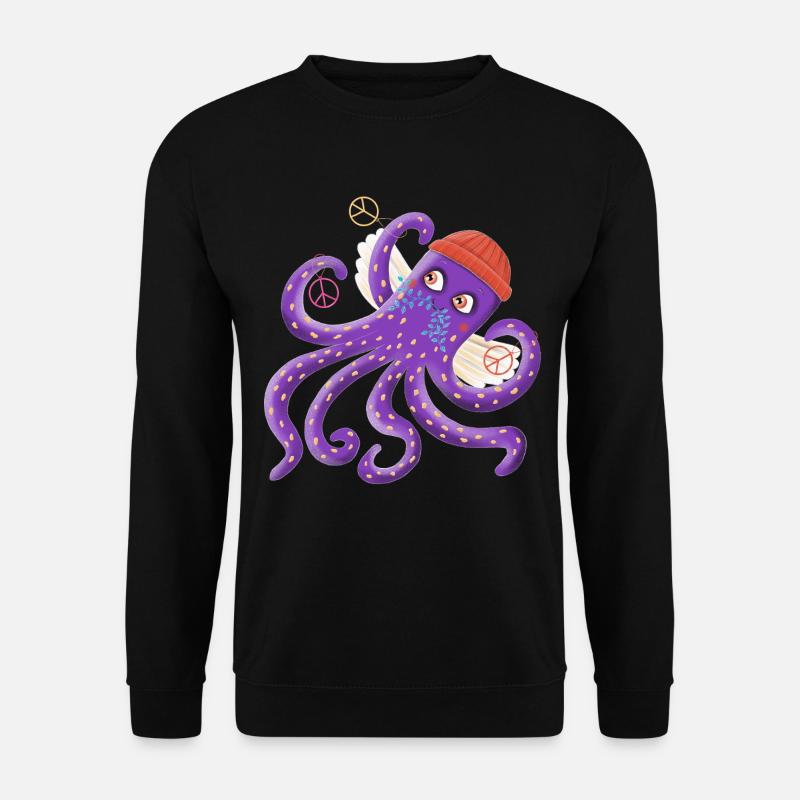 Friedenskrake Sepp schwimmt für den Frieden - Unisex Pullover - Schwarz