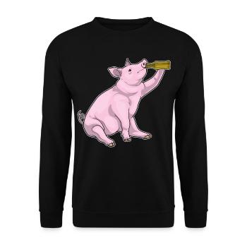 Bouteille de bière de porc - Sweat-shirt Unisexe - noir - Devant - Alina (178cm) & Michal (187cm)