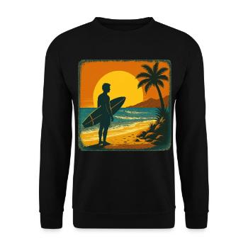 Surfer Surfen Cool Retro Surfer Vintage Surf - Unisex Pullover - Schwarz - Vorne - Alina (178cm) & Michal (187cm)