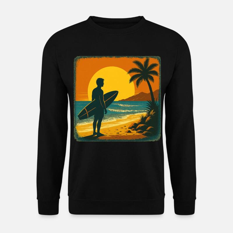 Surfer Surfen Cool Retro Surfer Vintage Surf - Unisex Pullover - Schwarz