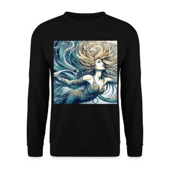 Sirène Sirène Blonde Art Nouveau Cadeau - Sweat-shirt Unisexe - noir - Devant - Alina (178cm) & Michal (187cm)